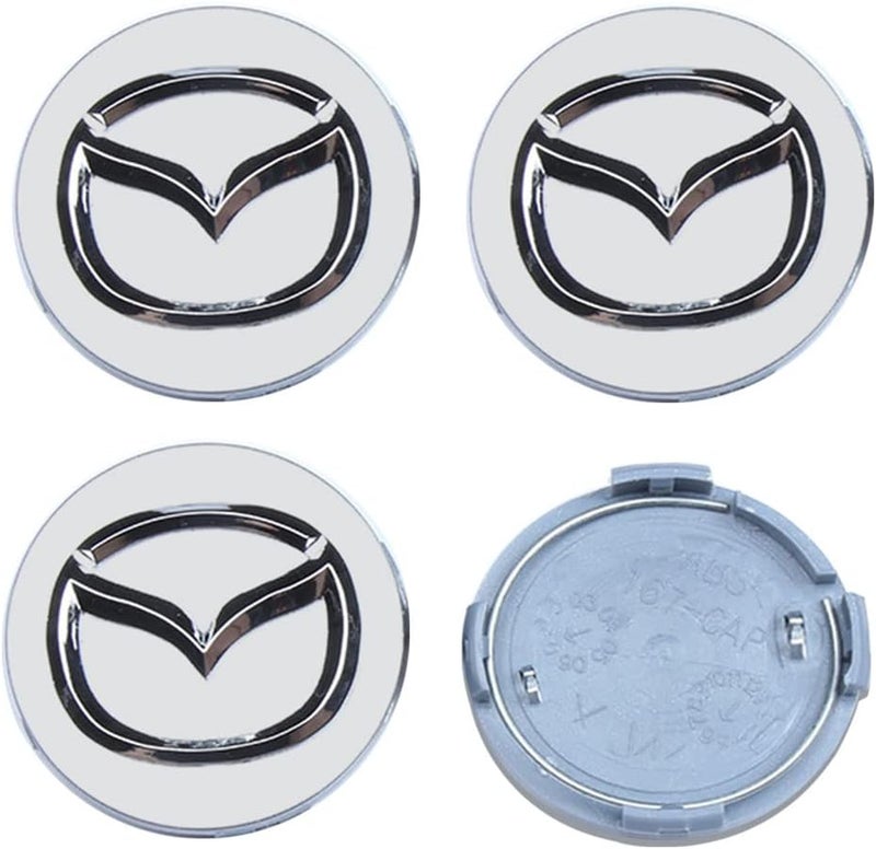 Thcbme 4PCS Wheel Center Caps for Mazda CX-5 CX-7 CX-8 M6 MX5 RX7 RX8 A8 CX9 X MX, 56mm/2.2" Car Wheel Hub Caps ABS Rim Center Hub Cover (Silver) - Image 1